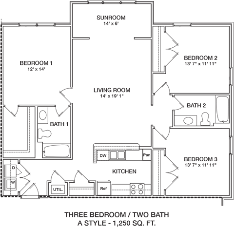 A15 Floor Plan at Marsh View Place, South Carolina, 29455